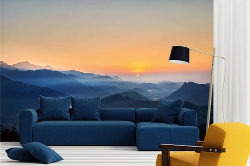 Vlies Fototapete - Sonnenaufgang im Himalaya 375 x 250 cm